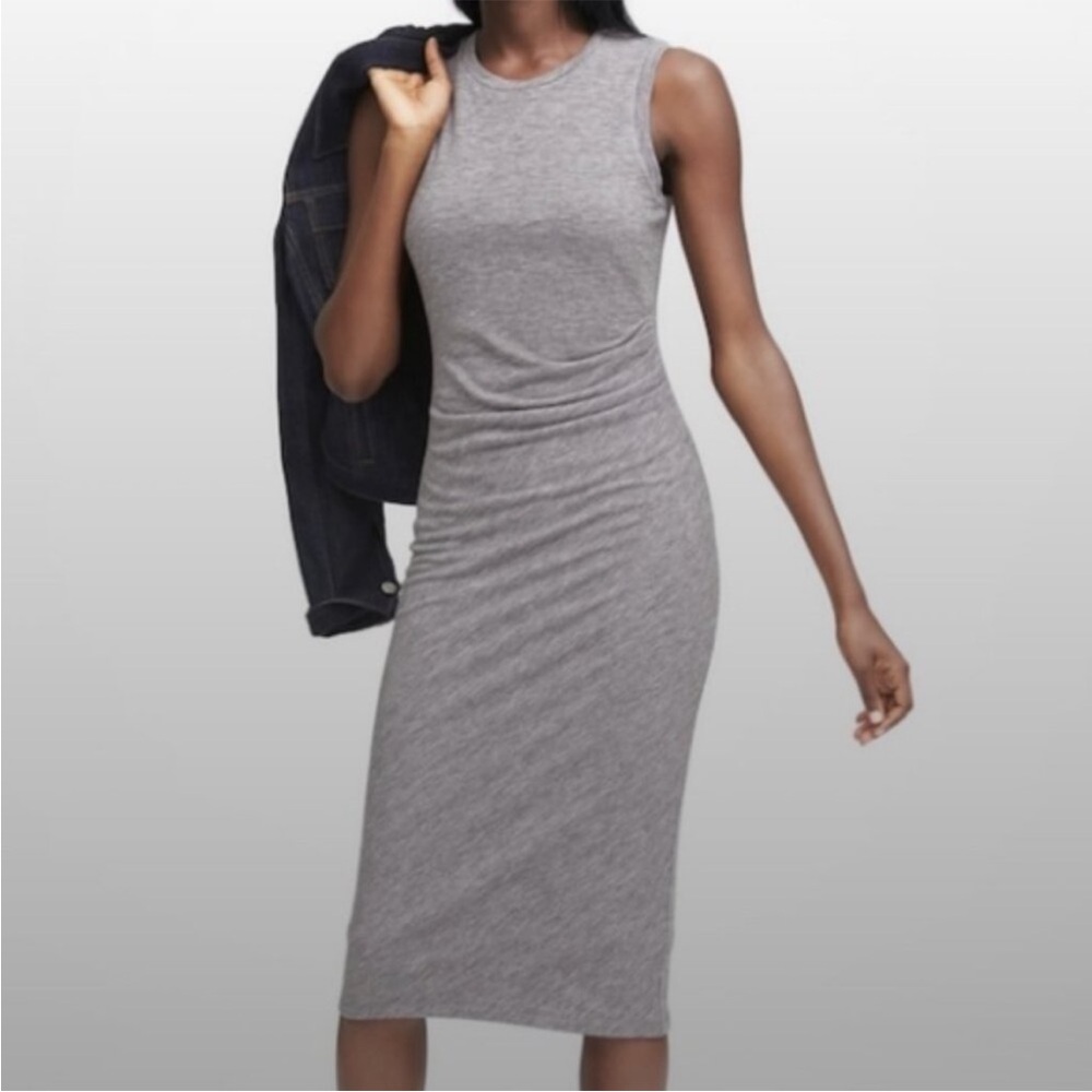 Banana Republic | Ruched Jersey Sleeveless Dress | Heather Gray | Size S/M